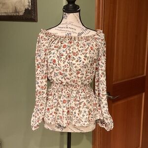 Max Studio Floral Print Off-Shoulder Blouse, Size M